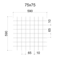Грильято ячейка 75x75, высота 50 мм, ширина 10 мм, металлик матовый