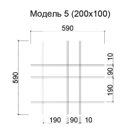 Грильято Нестандартная ячейка Модель 5 ячейка 200х100мм, окраска по RAL, высота 30 мм, ширина 5 мм