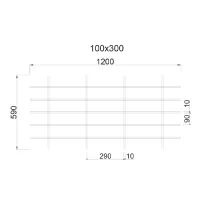 Грильято Жалюзи ячейка 300x100 мм, металлик матовый, высота 30 / 50 мм, ширина 10 мм