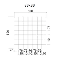 Грильято ячейка 86x86, высота 50 мм, ширина 10 мм, белый матовый