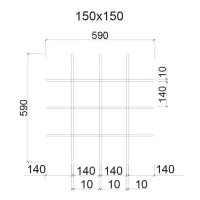 Грильято ячейка 150x150, высота 30 мм, ширина 10 мм, металлик матовый