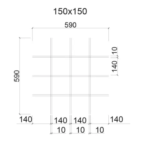 Грильято ячейка 150x150, высота 30 мм, ширина 5 мм, супер-хром