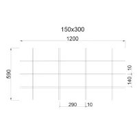 Грильято Жалюзи ячейка 300x150 мм, супер-хром, высота 30 / 50 мм, ширина 10 мм