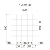 Грильято ячейка 120x120, высота 40 мм, ширина 10 мм, черный