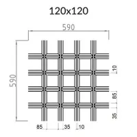 Грильято Пирамидальный ячейка 120х120мм, черный, высота 35 мм, ширина 10 мм