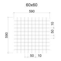Грильято ячейка 60х60, высота 30 мм, ширина 10 мм, супер-хром