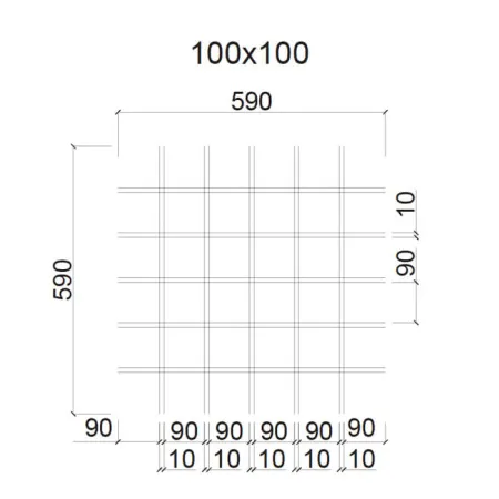 Грильято ячейка 100x100, высота 50 мм, ширина 10 мм, белый матовый