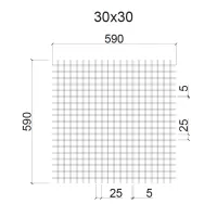 Грильято ячейка 30х30, высота 30 мм, ширина 5 мм, супер-хром
