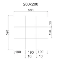 Грильято ячейка 200x200, высота 50 мм, ширина 10 мм, черный