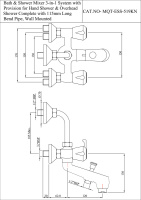 Смеситель для ванны и душа 3-в-1 с ручным и верхнем душем Essco Marvel MQT-CHR-519KN Хром