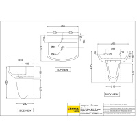 Раковина Essco Elements ECS-WHT-813 Белая с пьедесталом